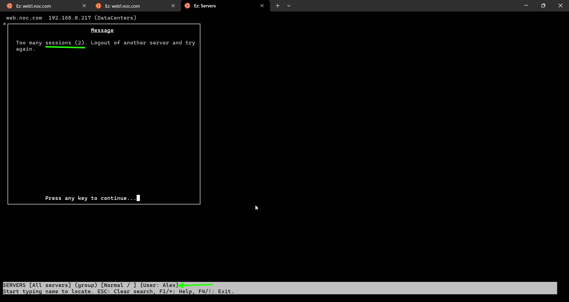 Manage concurrent SSH connections