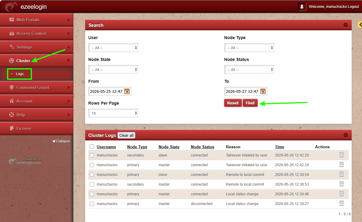 cluster log