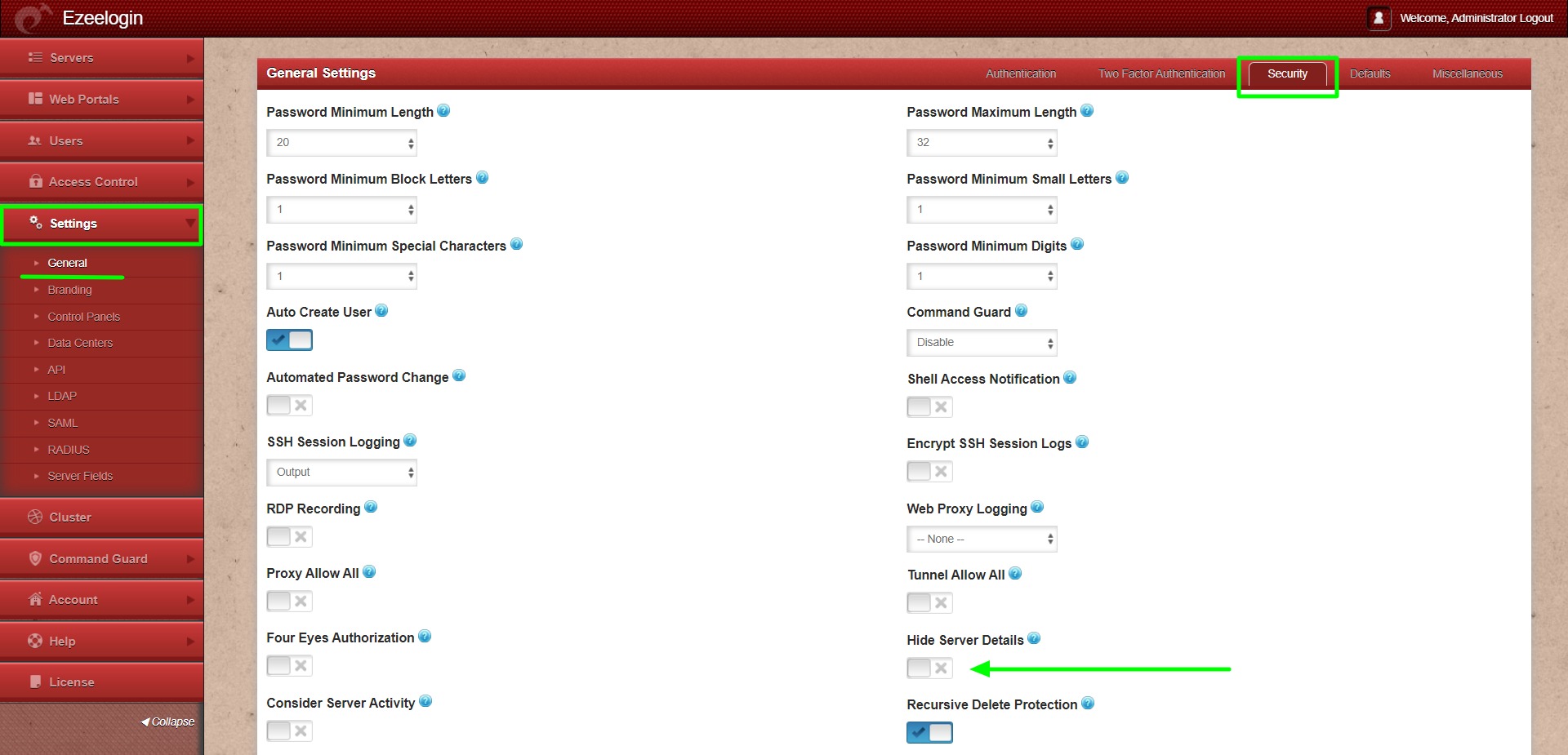 User Not Able To View The Password Of A Server Even After Granting 