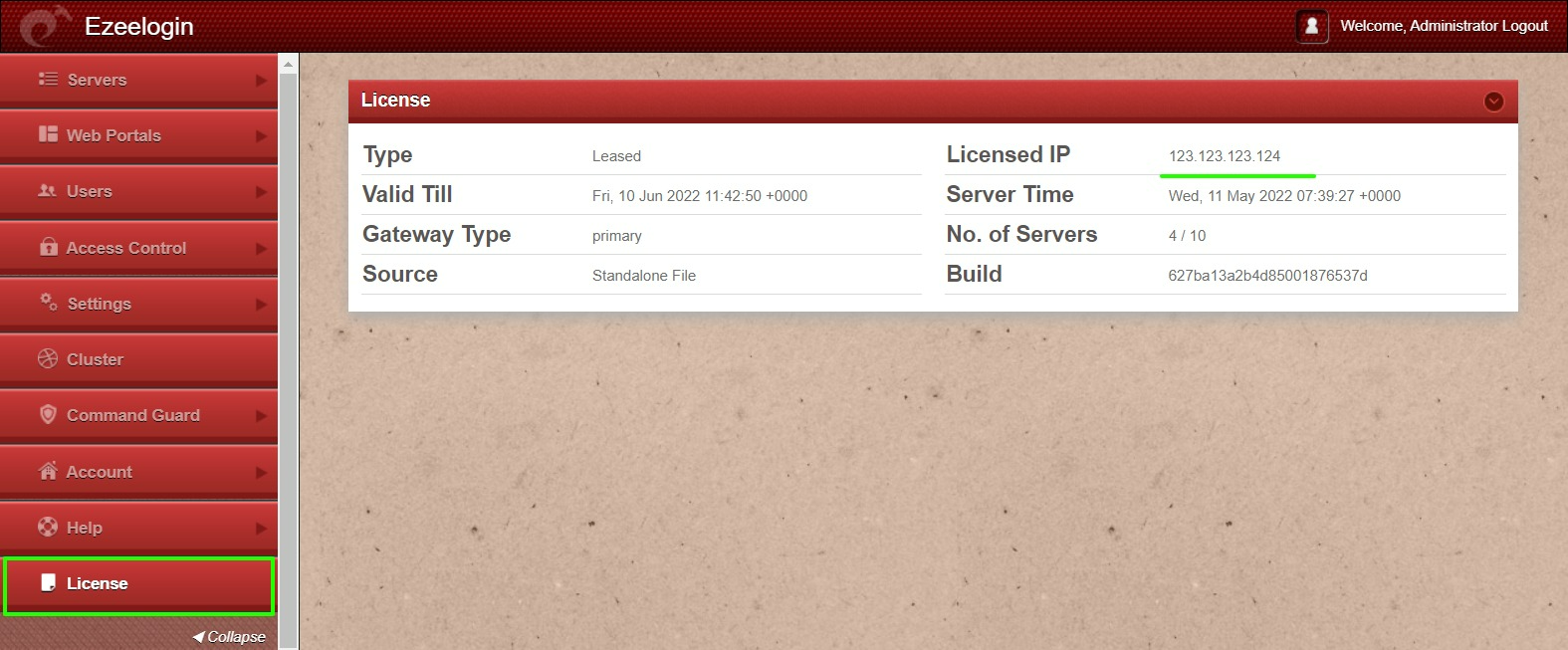 license tab 