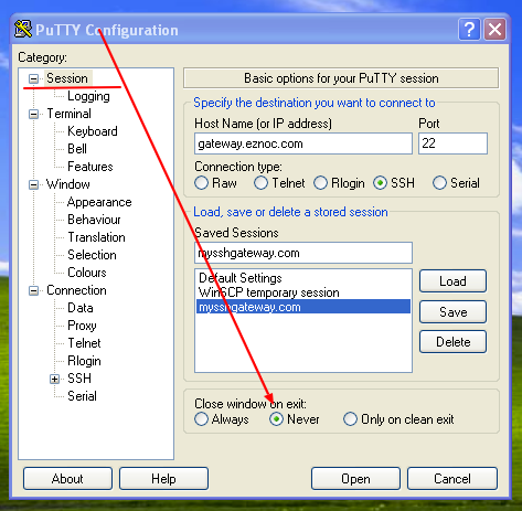 putty window close on exit