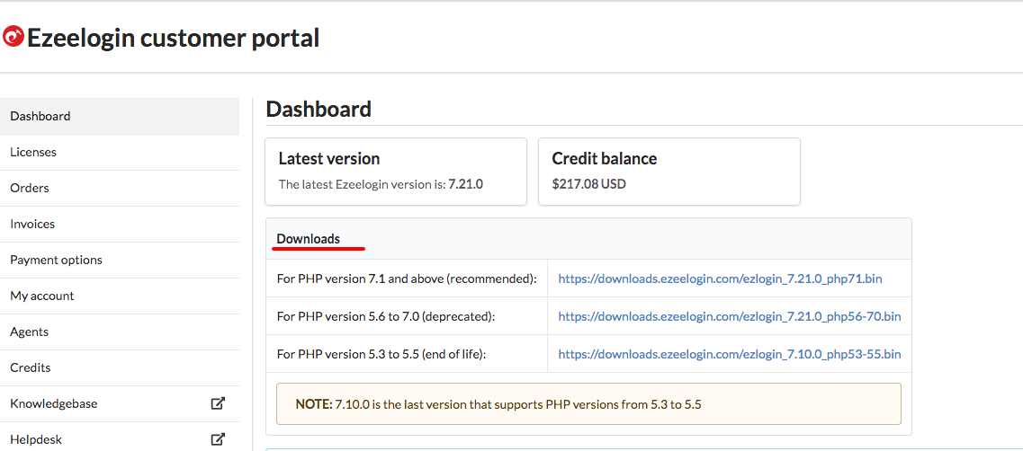 Ezeelogin customerportal