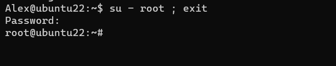 switched to root using su