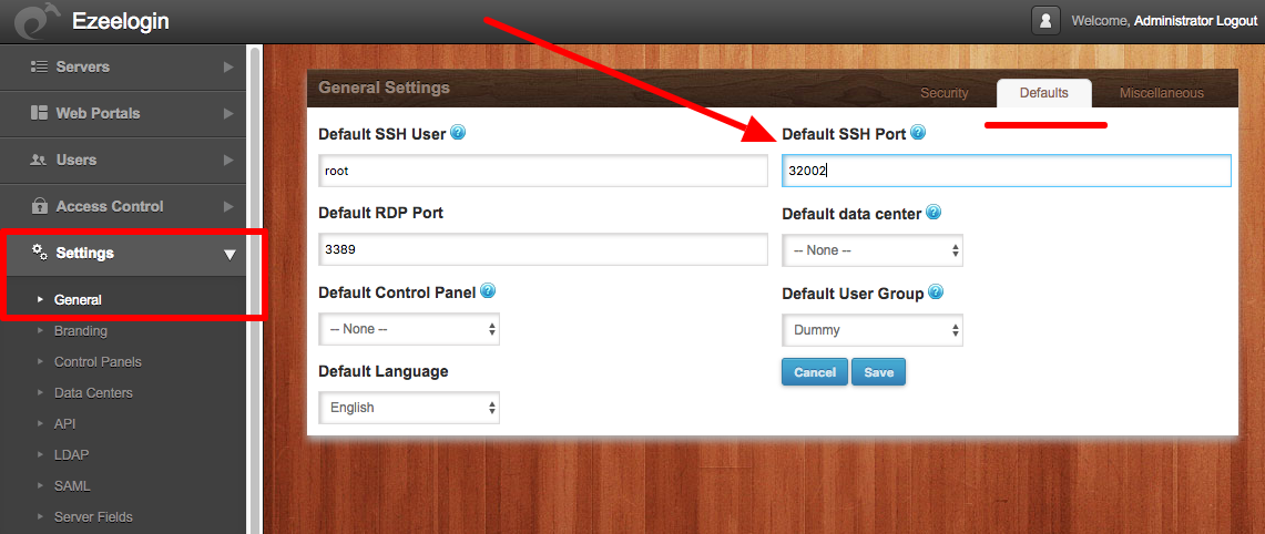 default outbound ssh port