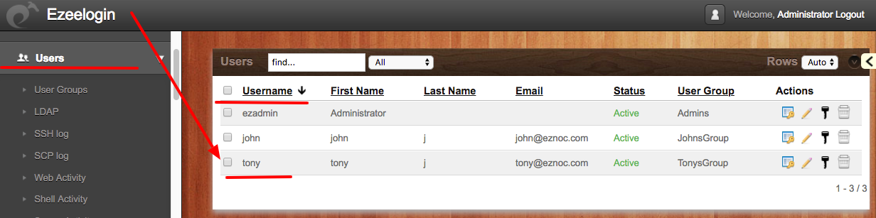 ssh gateway user list